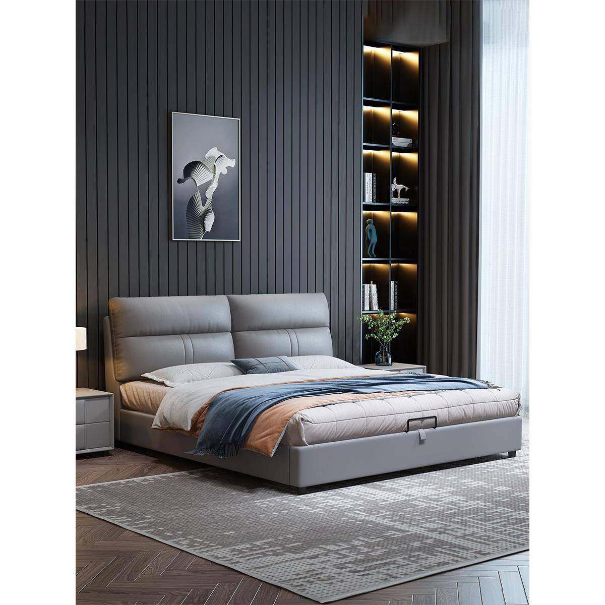 北欧现代简约真皮床软包大床主卧1.8米双人床1.5米储物婚床榻榻米,机械设备,其他机械设备,淘宝优惠券,粉丝福利购,淘宝优惠卷