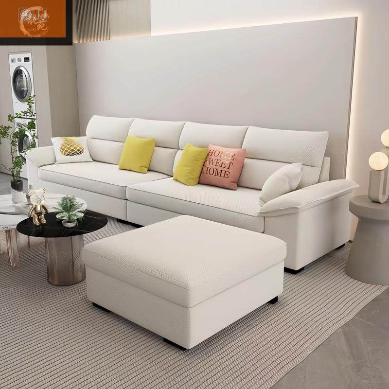 简约现代布艺沙发客厅大小户型新款棉麻布猫抓皮全实木沙发简约舒