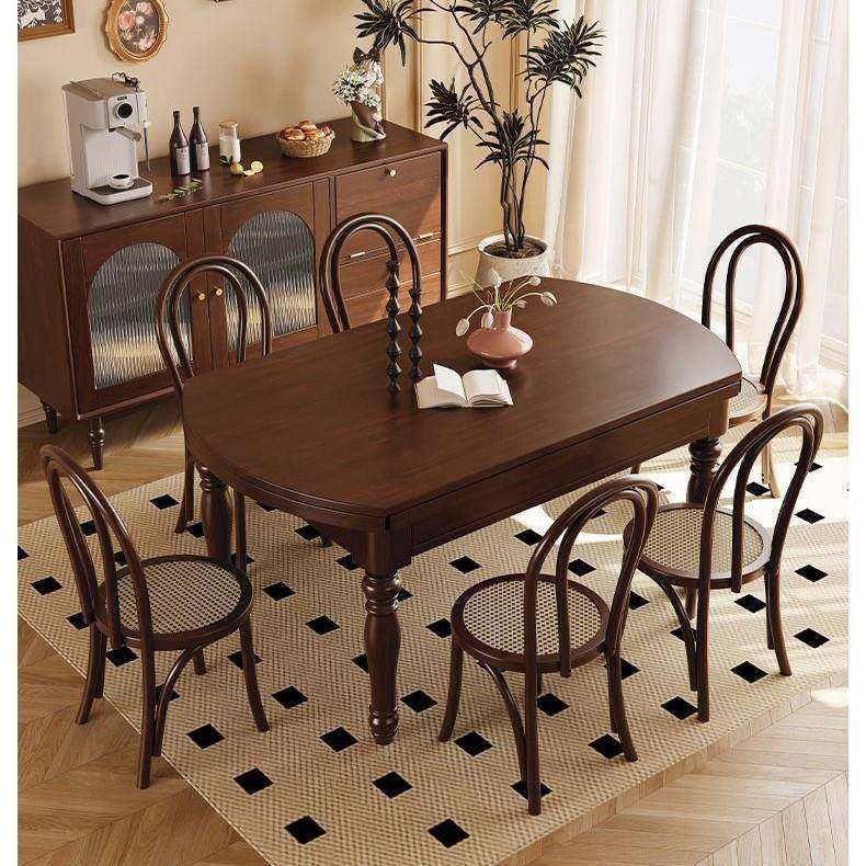 复古风实木餐桌胡桃色可伸缩方圆两用小户型椭圆形轻奢简约餐桌椅,农用物资,其他肥料,淘宝优惠券,粉丝福利购,淘宝优惠卷