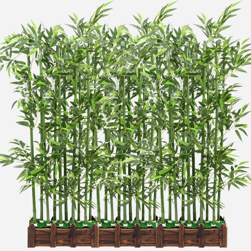 仿真竹子套装饰隔断屏风公司绿植加密塑料假竹子树叶展厅橱窗饰品