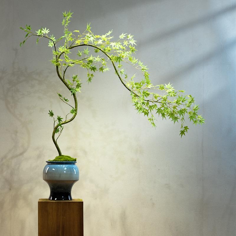 流泉枫仿真绿植假花高级古风新中式茶室装饰禅意玄关摆件小型盆景