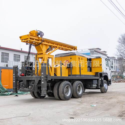 500米新款车载式水井钻机howo卡车钻井机 大型6x4汽车钻井打井机