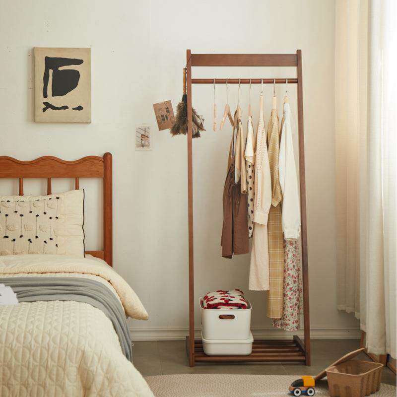 式简约实衣帽架卧室简易落地木衣架置挂物门厅家用床HLB边放衣衣