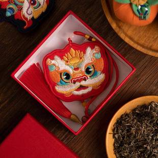 挂车香财绣囊香包古风手工流苏招534刺醒狮平安挂件