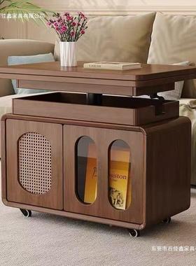 可移实动边几几茶小型客厅家用可升RFC降折叠多户功能木阳台沙发