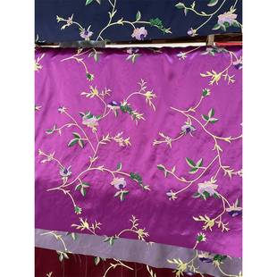 春暖花开丝花绣手工绣真丝面料中服装 春 暖花开重磅真醋酸满幅绣