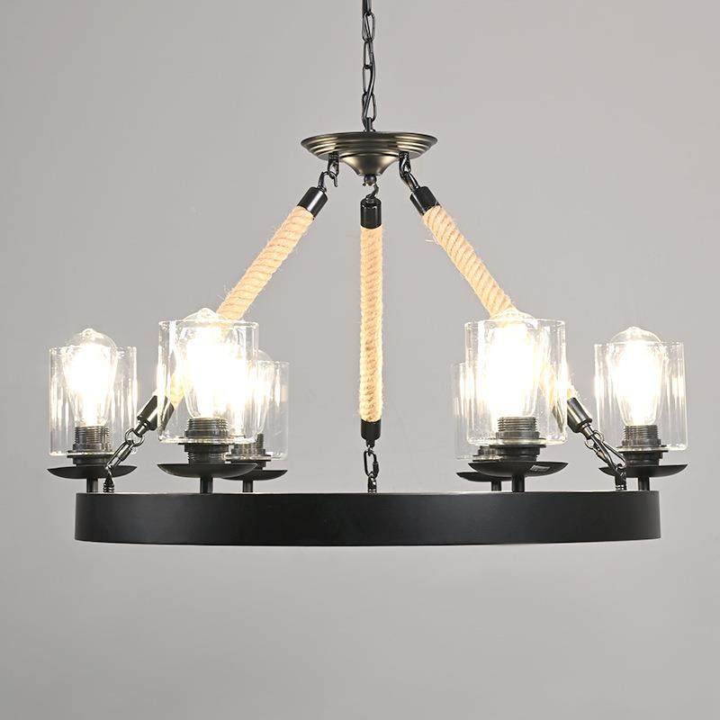 创意个吧性发麻绳437复理店网咖餐厅咖啡古工业风吊灯怀旧铁艺酒