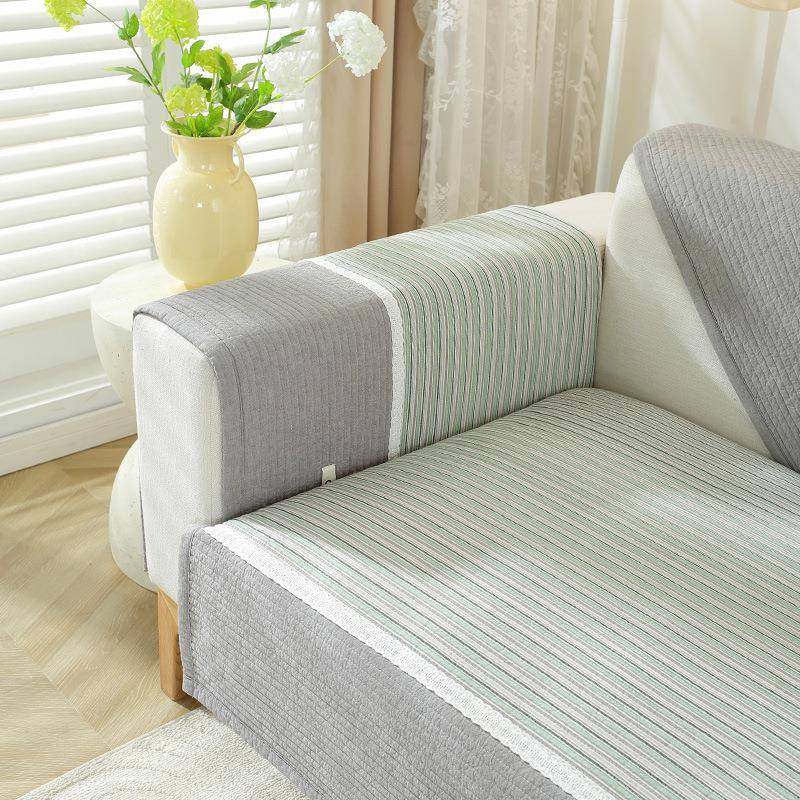 202纯新款彩条棉厚沙多彩世界发垫5子现代简约全棉沙发套罩防尘防