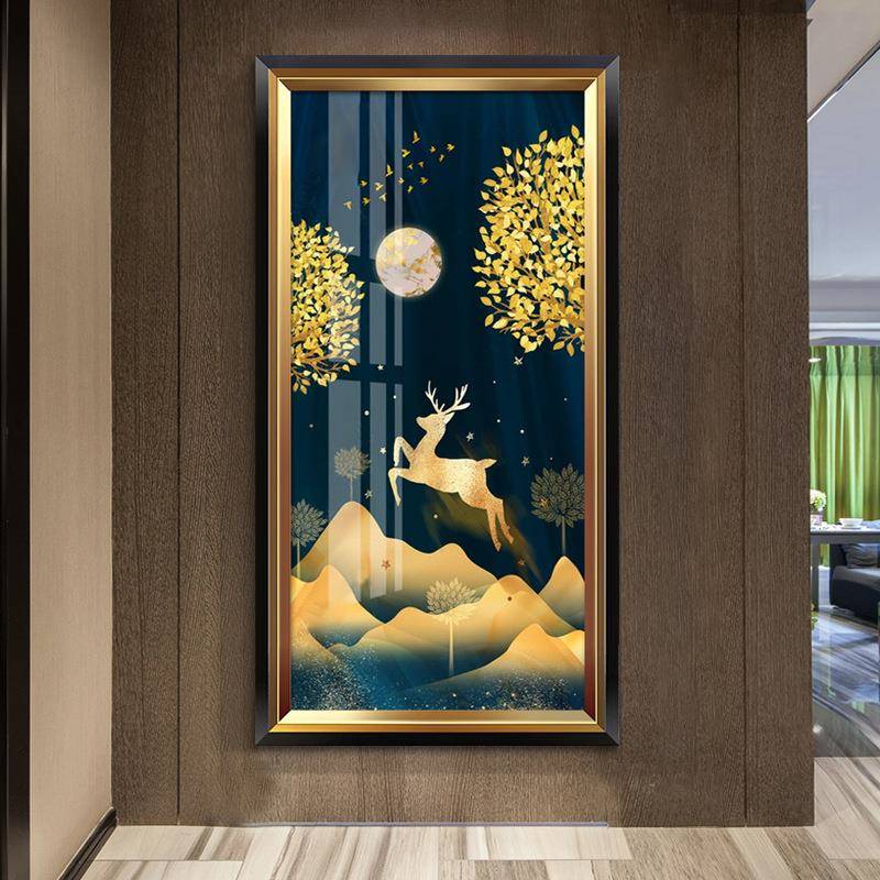 2019新款5钻石竖画d满钻石绣十字A-AZ294绣麋鹿发财树抽客象玄关