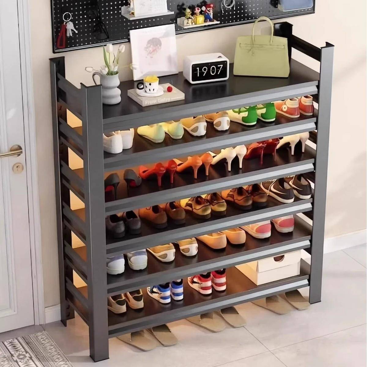钢鞋架家用门口制落多层地置物架大容窄量铁艺收纳202412-X架入户