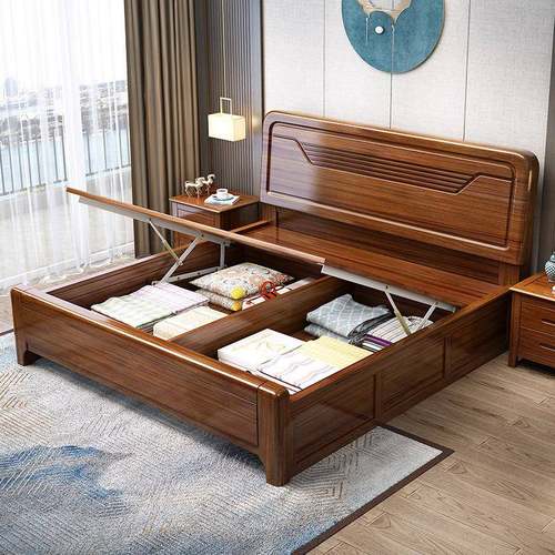 新中实式14999木双人床1.8米现代简约金丝檀轻奢主卧木婚床卧大室