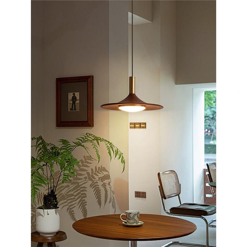 餐吊灯中厅古桌967胡桃木碟灯餐吧台书房卧飞室床头复古吊灯中山