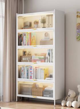 钢多制书柜家用层落带门防尘卧51744室客厅地收纳展示大容量铁艺