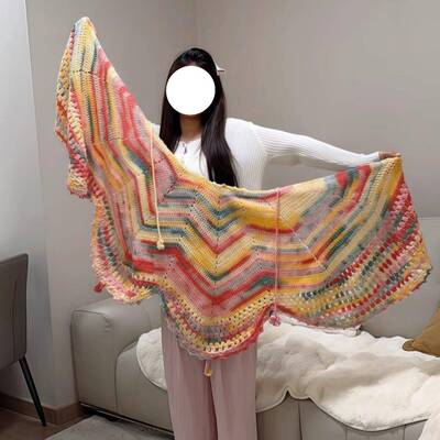 光手工毛线diy披肩材料FVH包钩织创蝴蝶斗篷意遇礼钩织di物y材料
