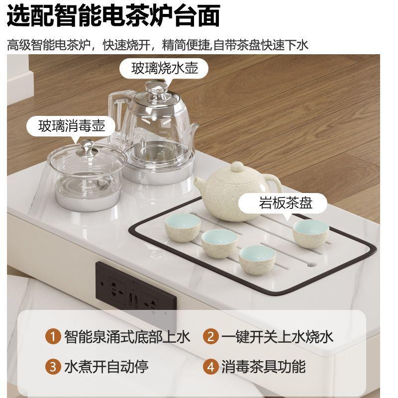 奶油TPF风岩板餐桌岩板方圆两伸缩家现用户型桌用椅代简约岛台小