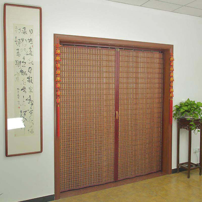 折3tRNBK2D屏风竹帘叠子推商拉门隔断拉帘客厅饰装窗帘家用厨房铺