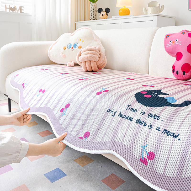 多巴胺异形粉红猫咪冰丝沙发夏季沙发凉席垫子防滑沙发款20套25新