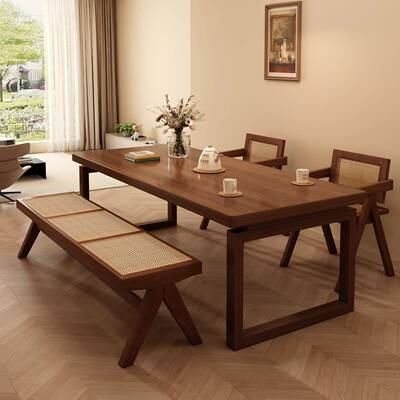 比餐桌去阅客厅化图莫书馆亲子恩读学习双人工作台CZ0070家用实木