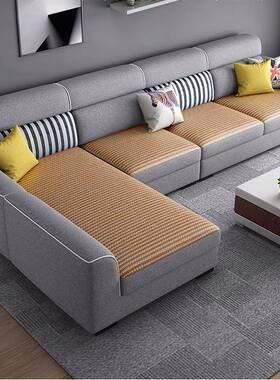 现棉代简约冬夏两29203雪尼尔麻妃布沙发用猫抓皮沙发直排贵凉席