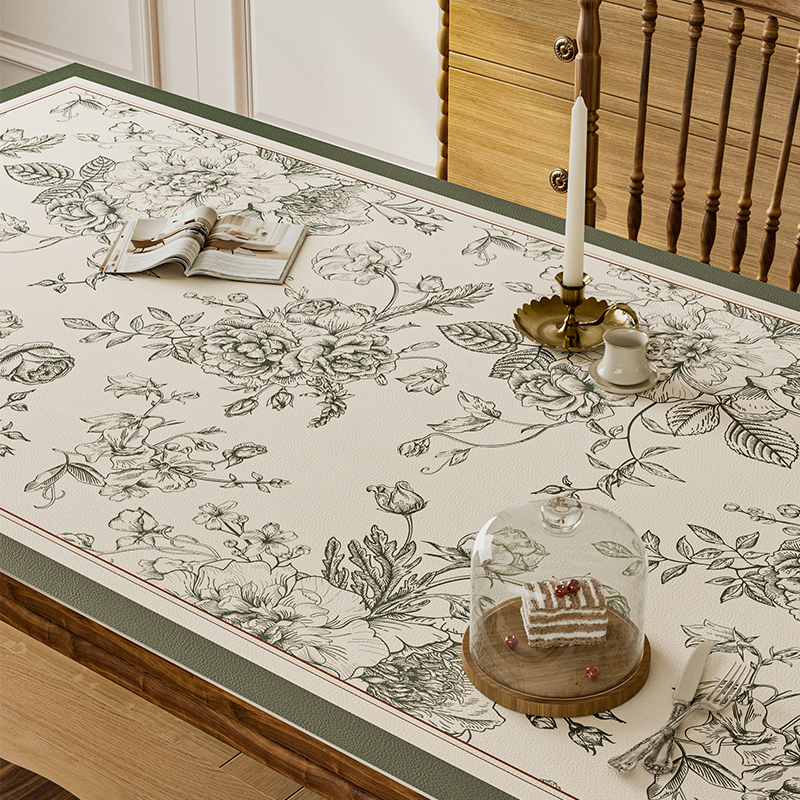 塔利亚美a式轻奢皮革桌垫防水防油免洗防烫绿色高级桌面茶几布定