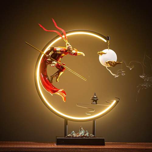 新意中式摆件创灯圈禅酒店玄CAV关客厅电视中柜装饰嫦娥奔月秋意