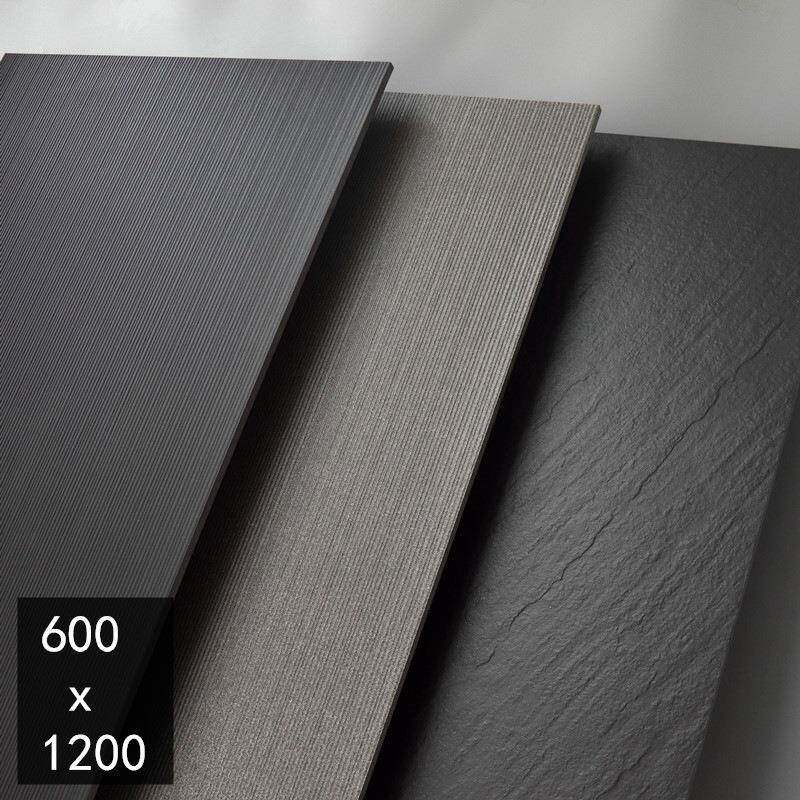 黑色砂岩荔枝纹瓷砖600x1200料理店商铺工业地砖卫生间花园仿古砖