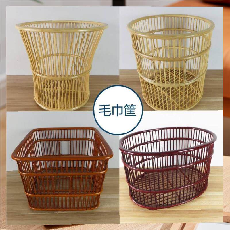 Y9I酒店卫生间浴巾收纳筐布草框竹藤编毛巾筐家用中式脏衣服篮洗