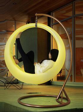 网红发光秋千防水庭院室内吊椅简约装饰草坪户外LED七彩变色秋千