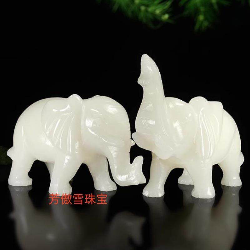 阿富汗白玉大象摆件家居办公装饰吉祥吸水玉象摆件对象摆件