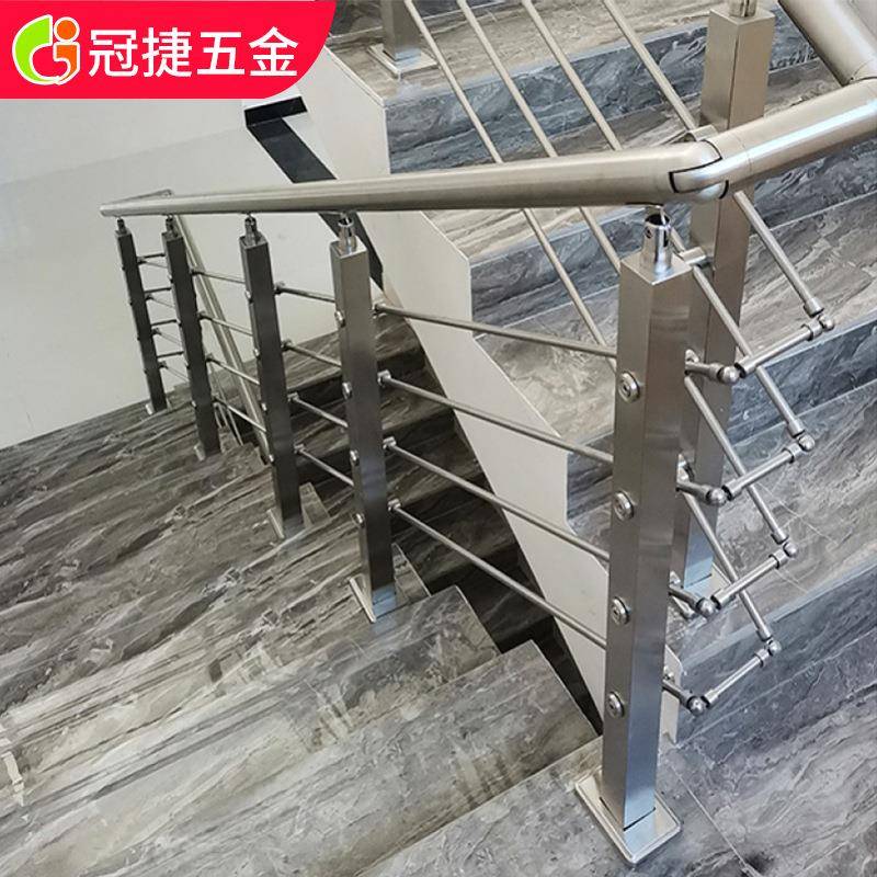楼梯扶手自装不锈钢护栏立柱室内室外现代简约方管拉丝阳台栏杆图片