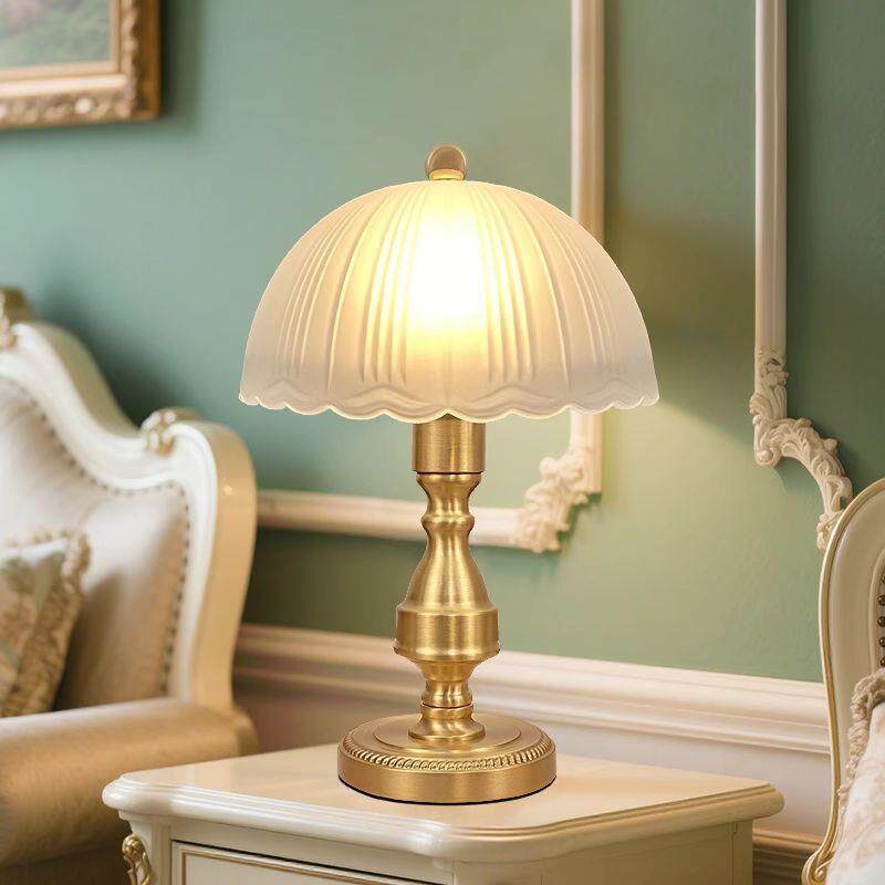 欧式全铜玻璃卧室床头台灯现代美式复古豪华轻奢高级感法式台灯
