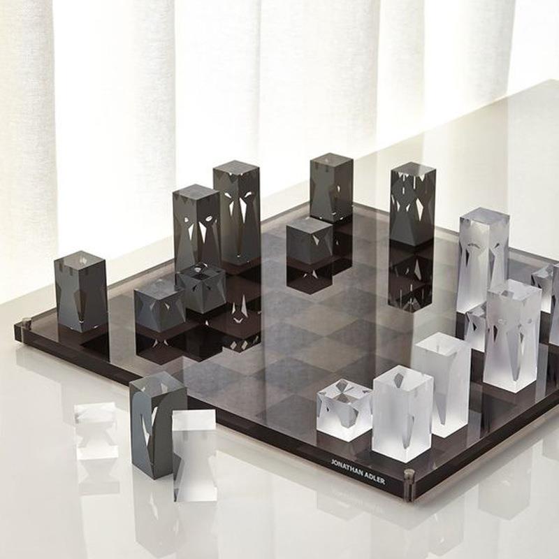 现代简约创意磨砂水晶棋盘摆件轻奢软装饰品样板间客厅桌面茶几
