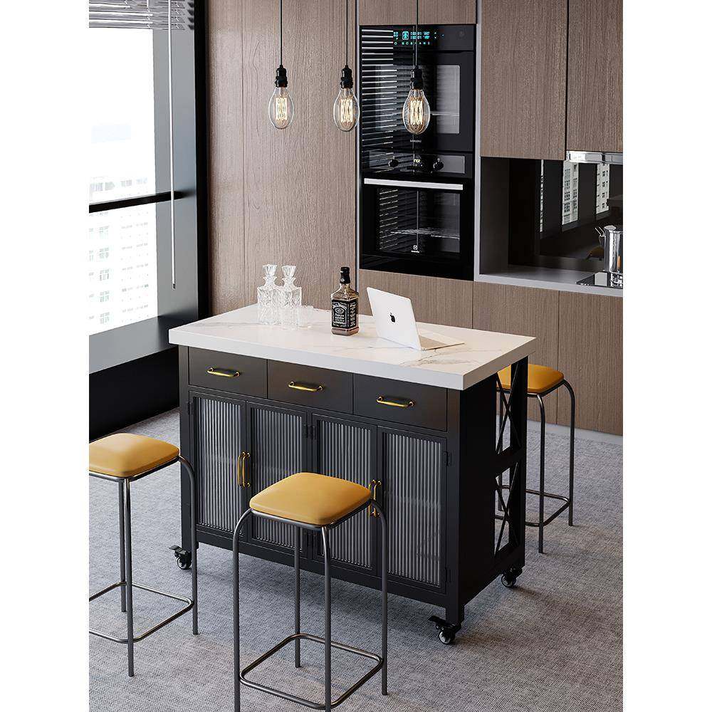 厨房开放式餐边柜储物茶水柜轻奢可移动中岛台家用吧台桌简约北欧