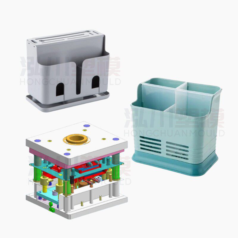 免打孔塑料筷子架筷筒塑料沥水筷笼家用壁挂式筷笼注塑模具开模