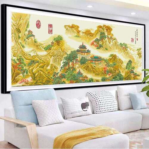 蒙娜丽莎蓬莱仙境十字绣2023新款线绣客厅清代画家袁耀名画手工绣