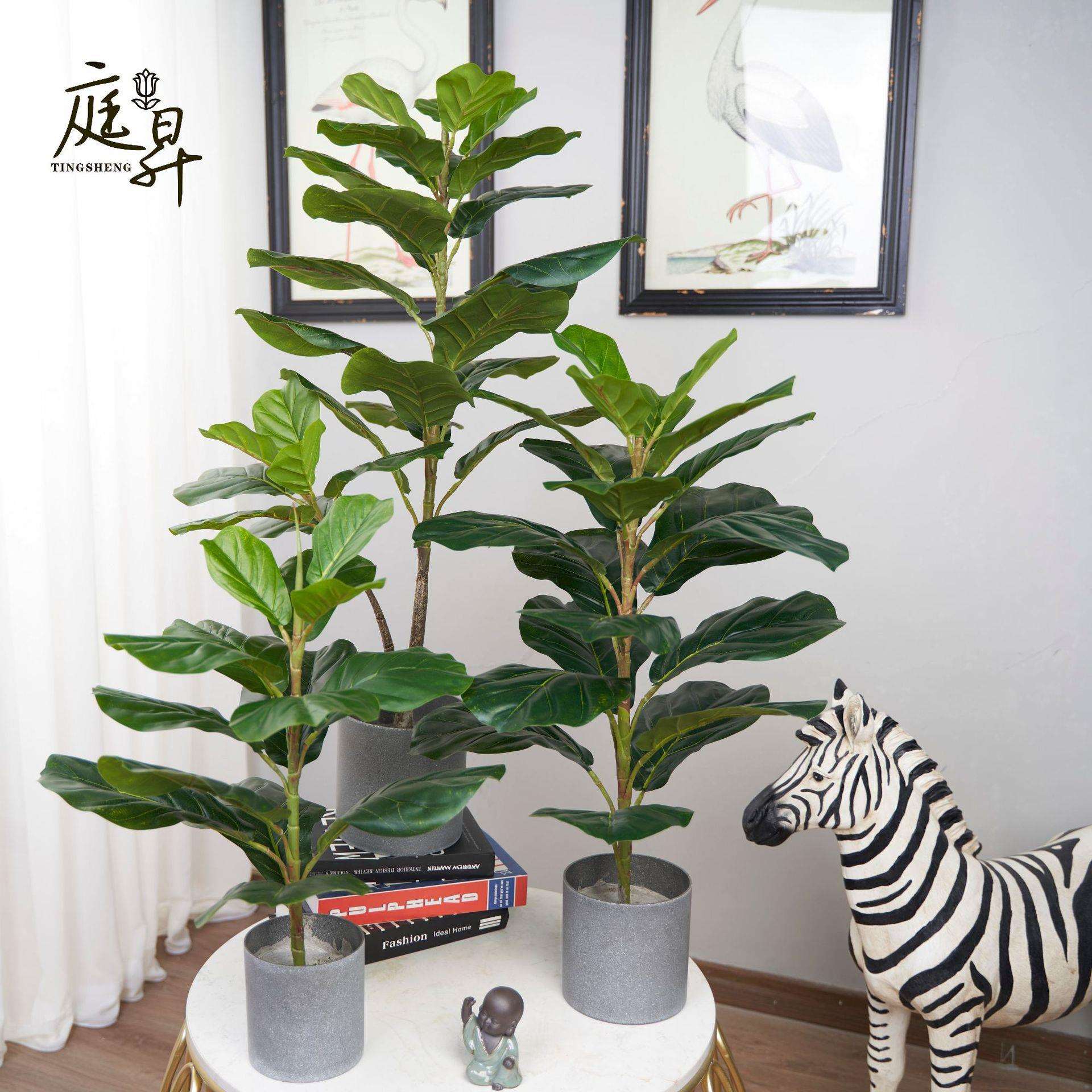 琴叶榕仿真 单支盆栽绿植假树植物盆景装饰树摆件造景 跨境假花厂
