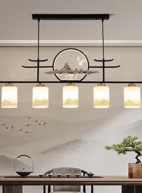 吊灯新中茶禅意山水书室房灯中式国风办公室茶台茶桌前台餐94066