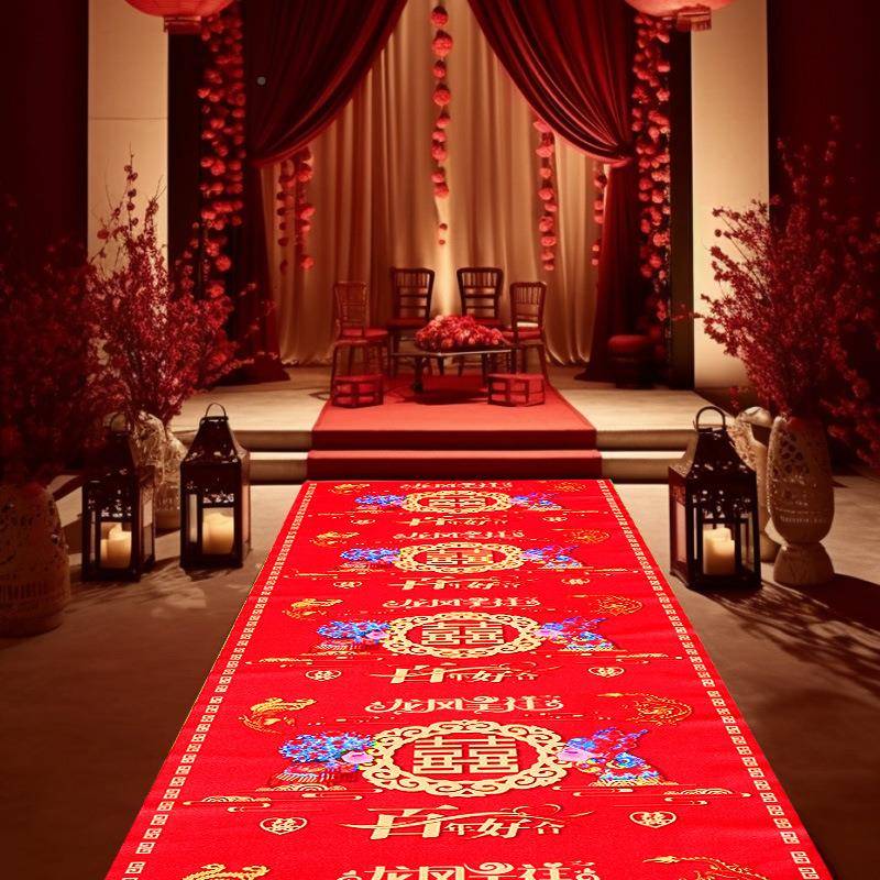 红地毯家用婚庆色红一性新娘上下车进门踏福结加次厚无D15纺布婚