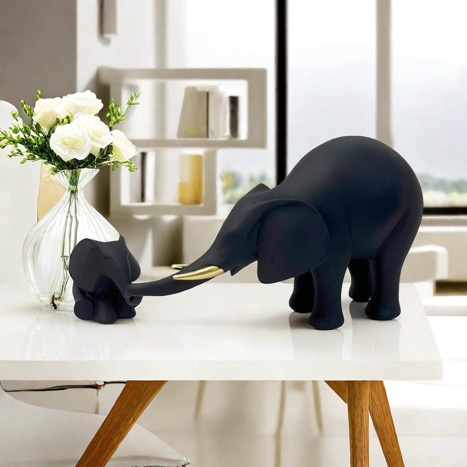 代约母子大象树脂20240607工艺品现客厅家简居设装饰品酒柜书房摆