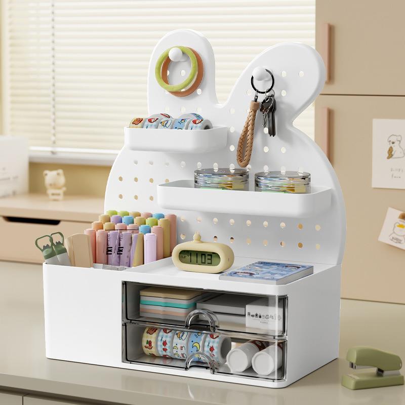 桌面洞板置物办公TAS室学生架宿筒舍书桌笔桌上抽屉收洞纳盒整理
