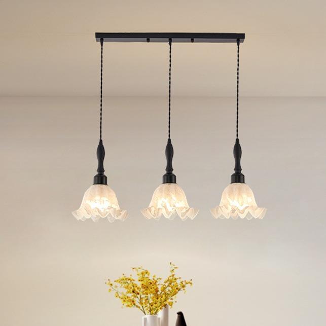 美复古风灯吊中古田厅园铃兰花朵客55950灯黑色主卧室灯餐厅氛围