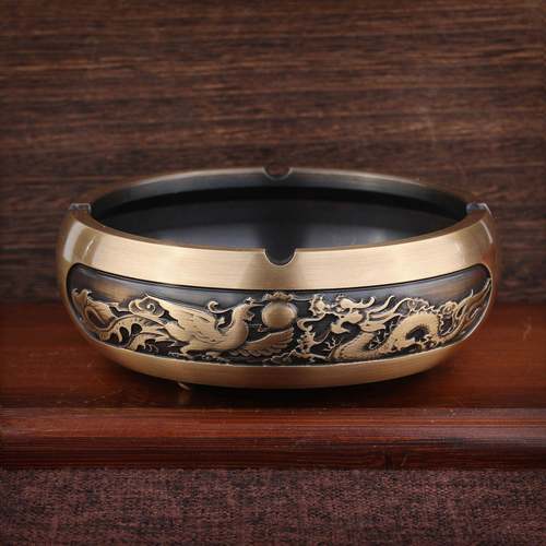 黄铜烟灰烟缸功家用灰缸摆件龙凤呈祥马成到大展宏图B211C-3厚德