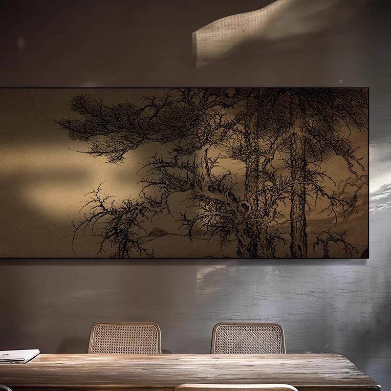 新中式会客厅意境松树挂酒店客餐SJD厅高级感画壁画茶室禅意装饰,家居饰品,现代装饰画,淘宝优惠券,粉丝福利购,淘宝优惠卷