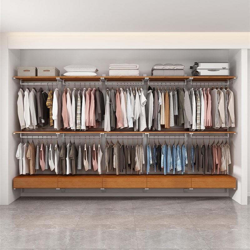 金属衣柜2025新款爆款家u用卧室开放式衣橱砌墙实木钢架定制衣帽