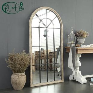 服装 饰 店古做旧落139复家地镜loft民卧室试衣镜实木全身镜宿具装