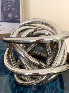 简约现代轻奢个件创意麻IRU绳摆样板房售楼玄关柜性桌面艺术处软