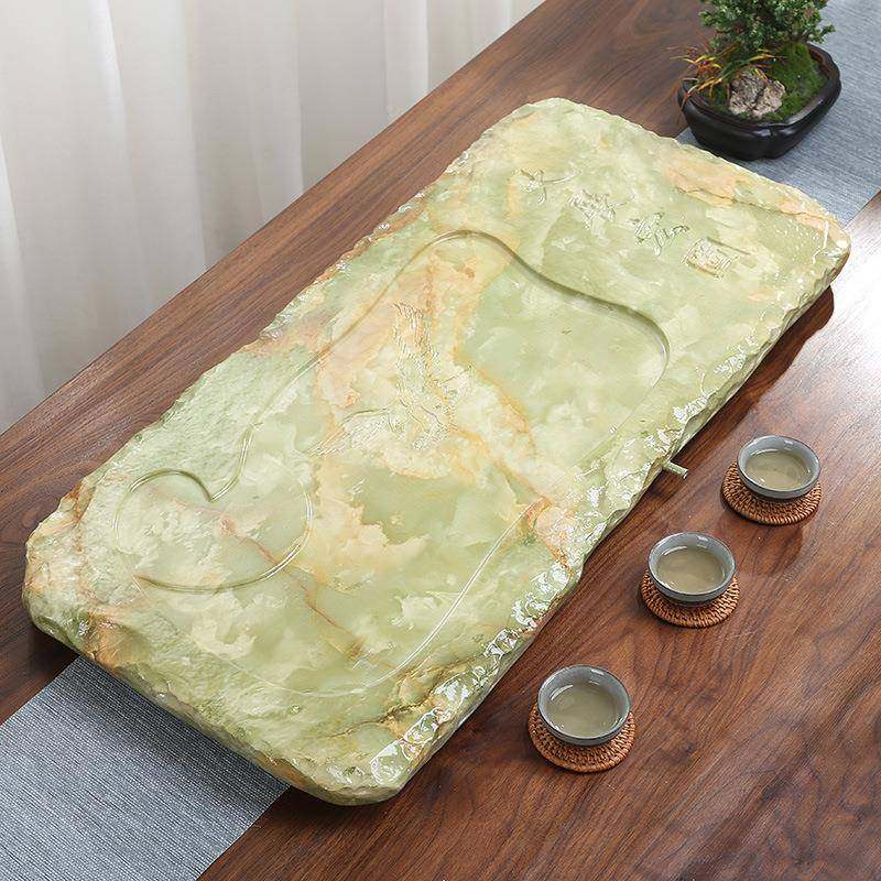 创意玉石纹理茶盘色浮特单雕玉石茶盘号大层排水功夫3332茶具茶海