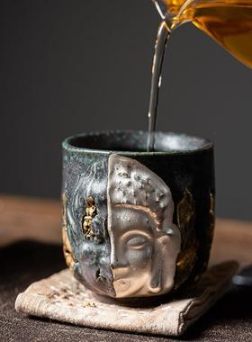 敦煌个文创纯手工彩金银茶杯专人用家用主人杯总裁tb-76513杯一焕