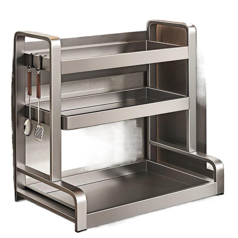 厨房调料置物64r8fNvK架多功能灶台放油架酱醋刀盐台面品碳钢调味