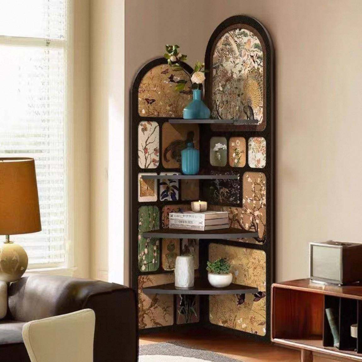 A-001中古风转角柜落墙地摆件视客厅电柜旁边面转角置物D架三角柜,家居饰品,现代装饰画,淘宝优惠券,粉丝福利购,淘宝优惠卷